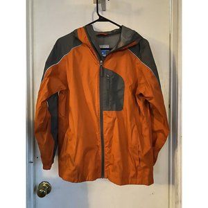 Columbia Boys 14/16 Titanium Lightweight Windbreaker Jacket Orange Gray Coat